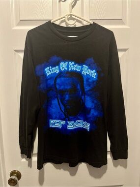 Pop Smoke Pull King Of New York Long Sleeve Shirt Brooklyn Rap Tee Large Black